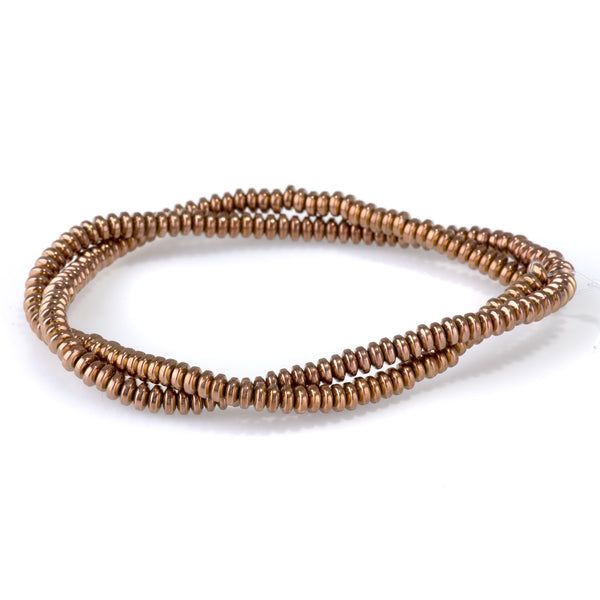 Hematite Copper Plated 4mm Rondelle - 15-16 Inch