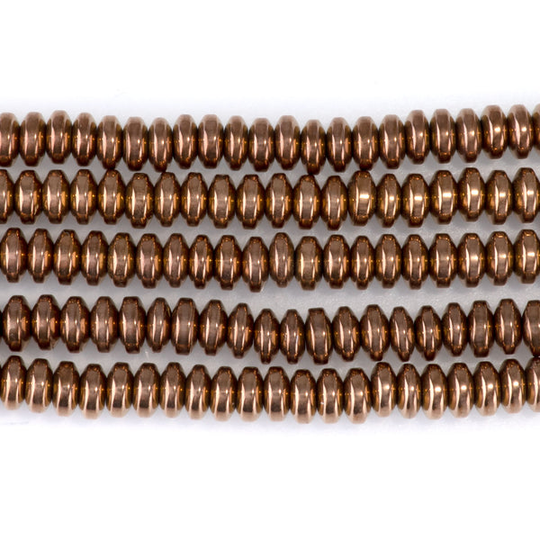 Hematite Copper Plated 4mm Rondelle - 15-16 Inch