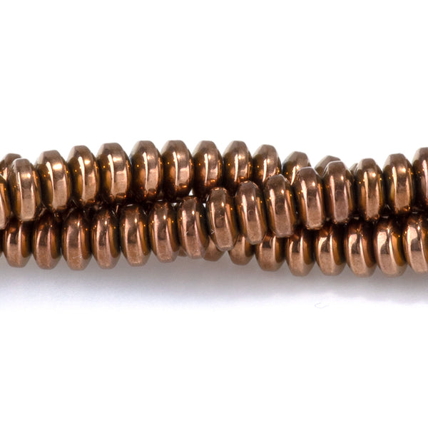 Hematite Copper Plated 4mm Rondelle - 15-16 Inch