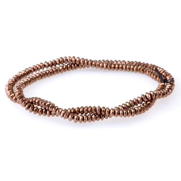 Hematite Copper Plated 4mm Faceted Rondelle - 15-16 Inch