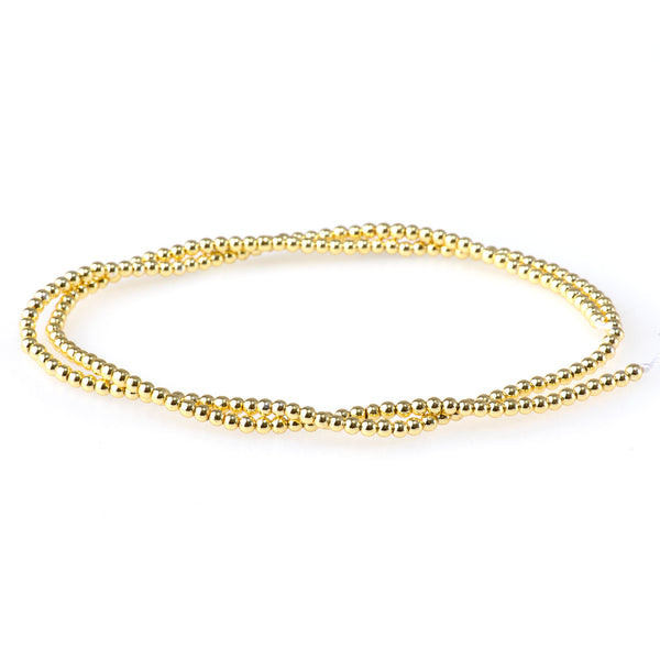 Hematite Dark Gold Plated 2mm Round - 15-16 Inch