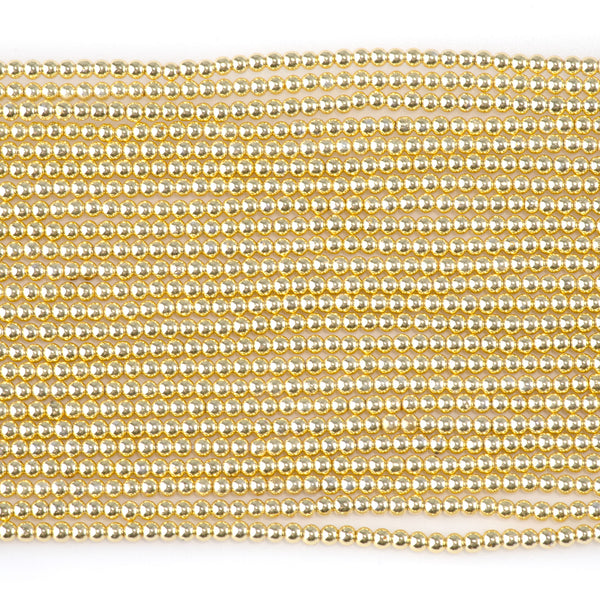 Hematite Dark Gold Plated 2mm Round - 15-16 Inch