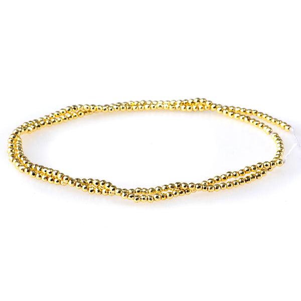 Hematite Dark Gold Plated 2mm Faceted Round - 15-16 Inch