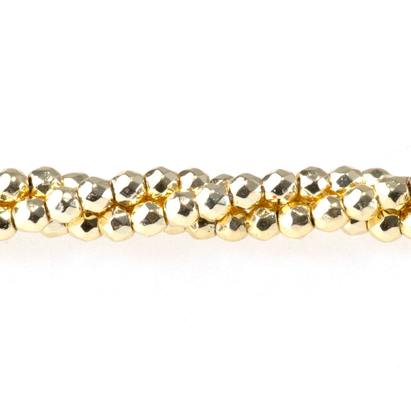 Hematite Dark Gold Plated 2mm Faceted Round - 15-16 Inch