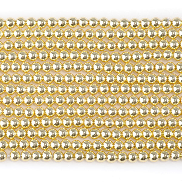 Hematite Dark Gold Plated 4mm Round 15-16 Inch
