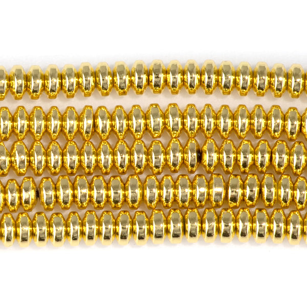 Hematite Dark Gold Plated 4mm Rondelle - 15-16 Inch