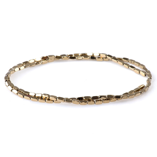 Hematite Light Gold Plated 2x4 Cut Nugget 15-16 Inch