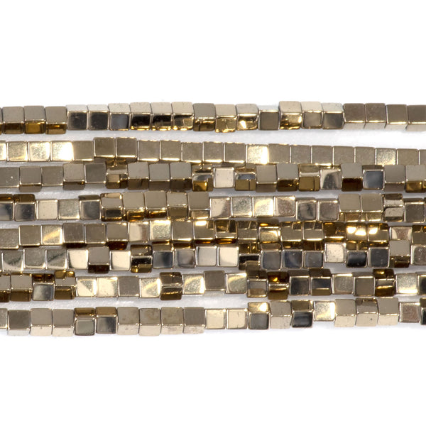 Hematite Pyrite Plated 2mm Cube   - 15-16 Inch