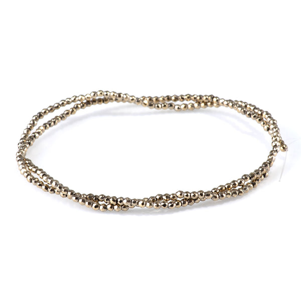 Hematite Pyrite Color Plated 2mm Faceted Round - 15-16 Inch