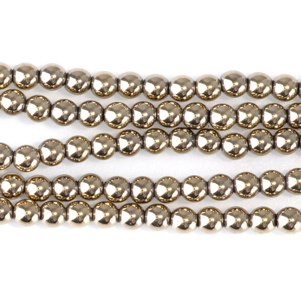 Hematite Pyrite Plated 4mm Round - 15-16 Inch