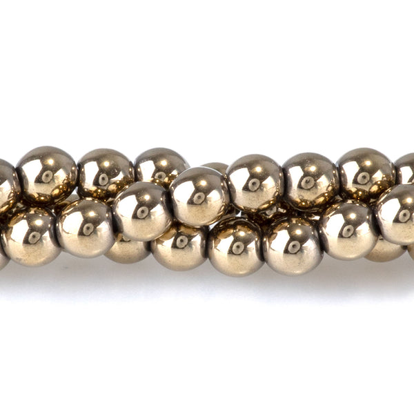 Hematite Pyrite Plated 4mm Round - 15-16 Inch