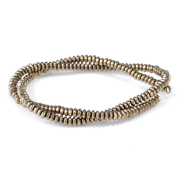 Hematite Pyrite Plated 4mm Rondelle - 15-16 Inch