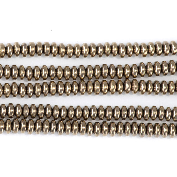 Hematite Pyrite Plated 4mm Rondelle - 15-16 Inch