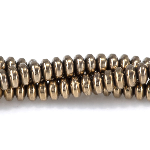 Hematite Pyrite Plated 4mm Rondelle - 15-16 Inch
