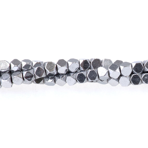 Hematite Silver Plated 2mm Cut Cube 15-16 Inch