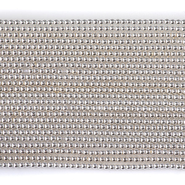 Hematite White Silver Plated 2mm Round 15-16 Inch