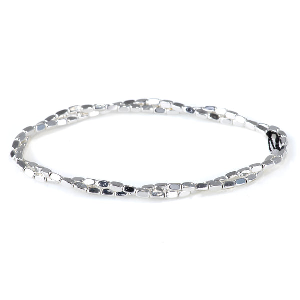 Hematite White Silver 2x4mm Corner Cut Nugget - 15-16 Inch