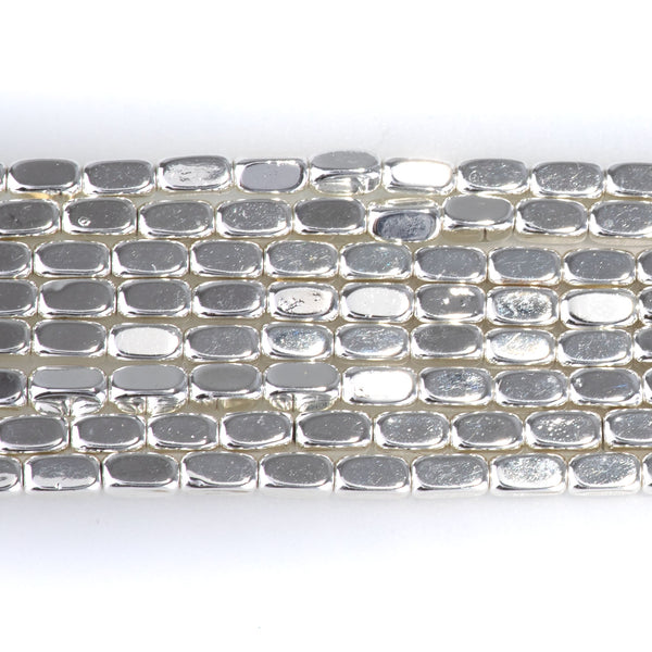 Hematite White Silver 2x4mm Corner Cut Nugget - 15-16 Inch