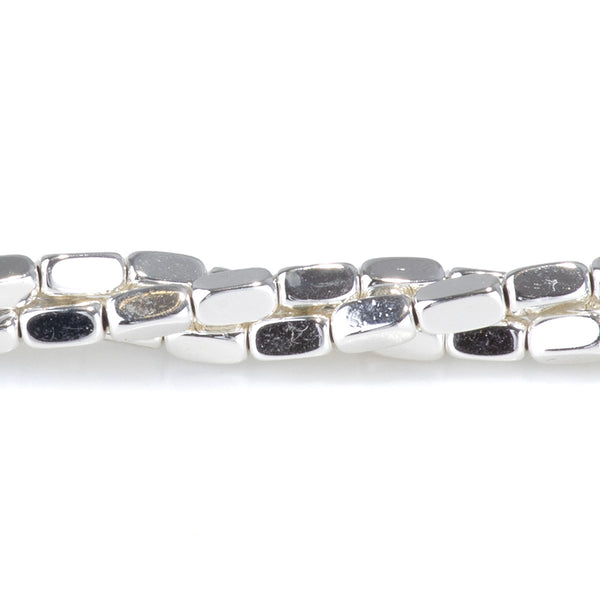 Hematite White Silver 2x4mm Corner Cut Nugget - 15-16 Inch