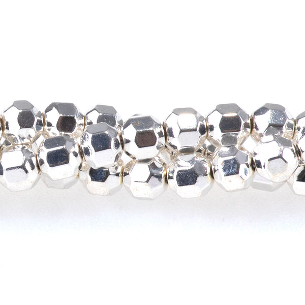 Hematite White Silver Plated 4mm "Football" Shape 15-16 Inch