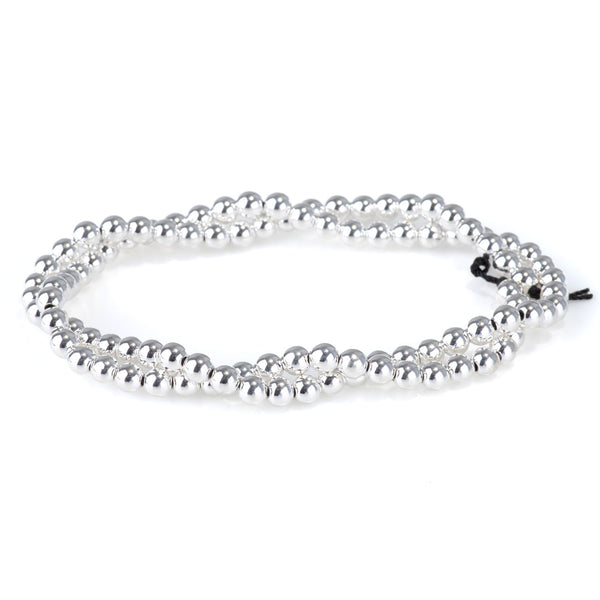 Hematite White Silver Plated 4mm Round 15-16 Inch