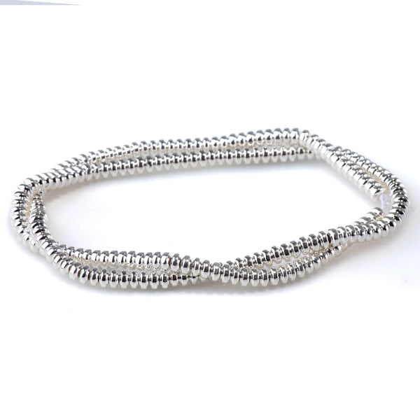Hematite White Silver Plated 4mm Rondelle 15-16 Inch