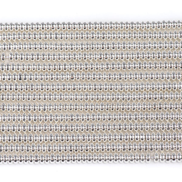 Hematite White Silver Plated 4mm Rondelle 15-16 Inch