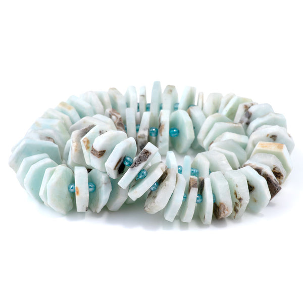 Hemimorphite 3-5x14-16mm Freeform Hexagon Wheel - 15-16 Inch