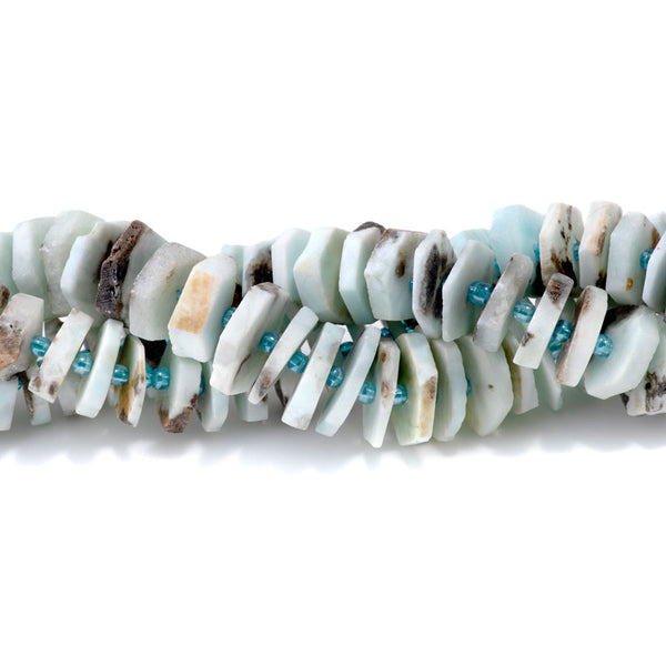 Hemimorphite 3-5x14-16mm Freeform Hexagon Wheel - 15-16 Inch
