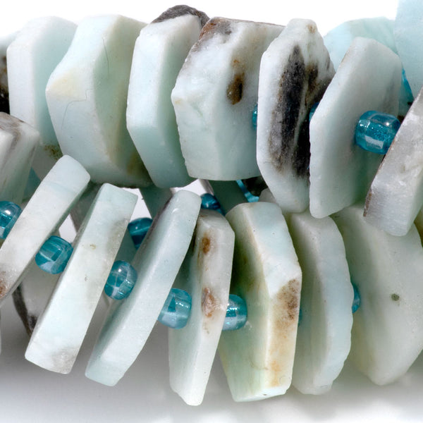 Hemimorphite 3-5x14-16mm Freeform Hexagon Wheel - 15-16 Inch