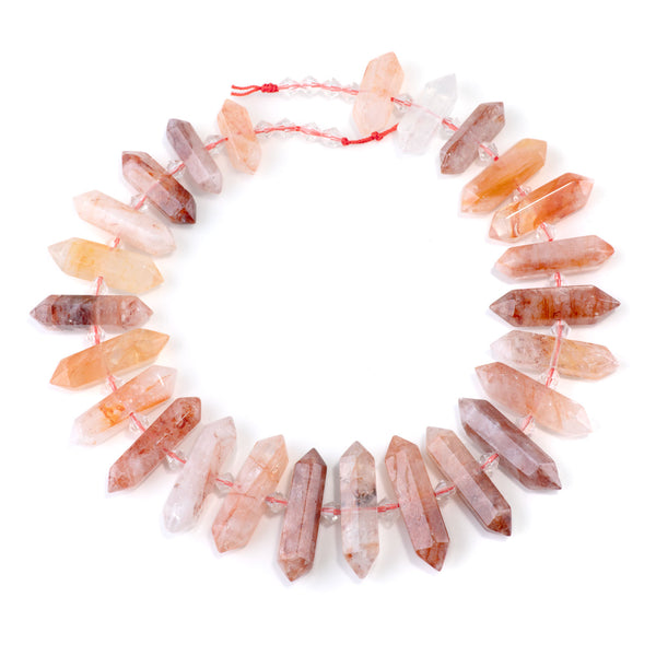 Red Hematoid Quartz 12x25-40mm Graduated Side Drilled Points - 15-16 Inch