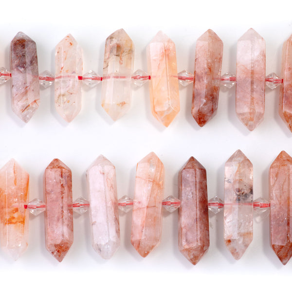 Red Hematoid Quartz 12x25-40mm Graduated Side Drilled Points - 15-16 Inch
