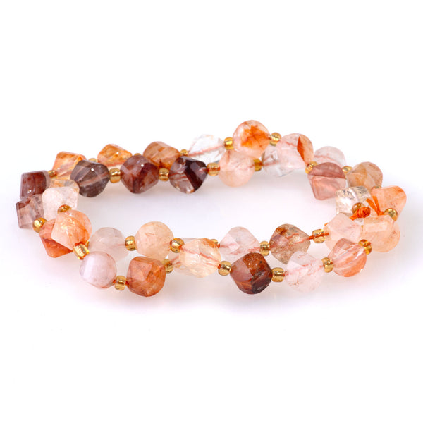 Red Hematoid Quartz 7x8mm Faceted Swirl Oval - 15-16 Inch