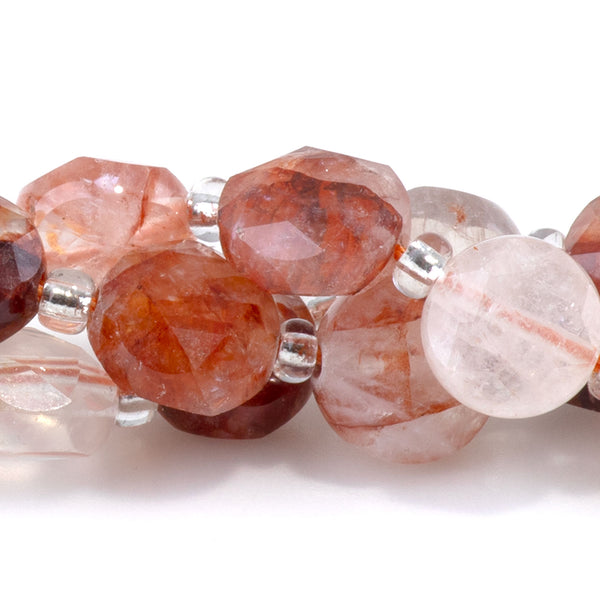 Red Hematoid Quartz 8mm Star Cut Coin - 15-16 Inch