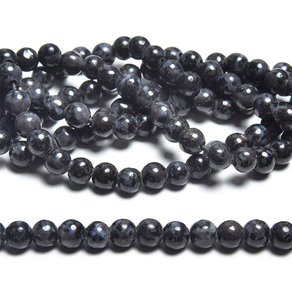 Indigo Gabbro 6mm Large Hole Round - 8 Inch
