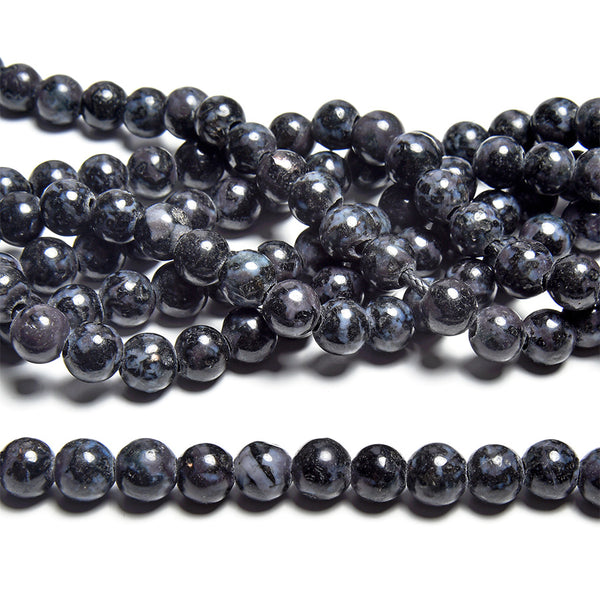 Indigo Gabbro 8mm Large Hole Round - 8 Inch