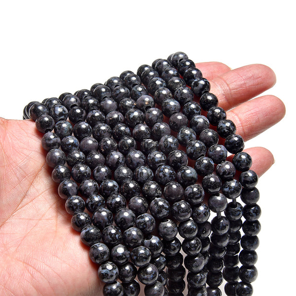 Indigo Gabbro 8mm Large Hole Round - 8 Inch