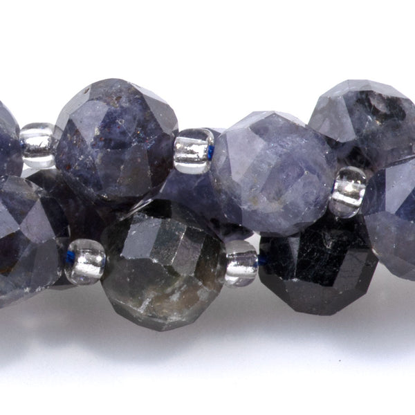 Iolite 7x8mm Faceted Round Nugget - 15-16 Inch