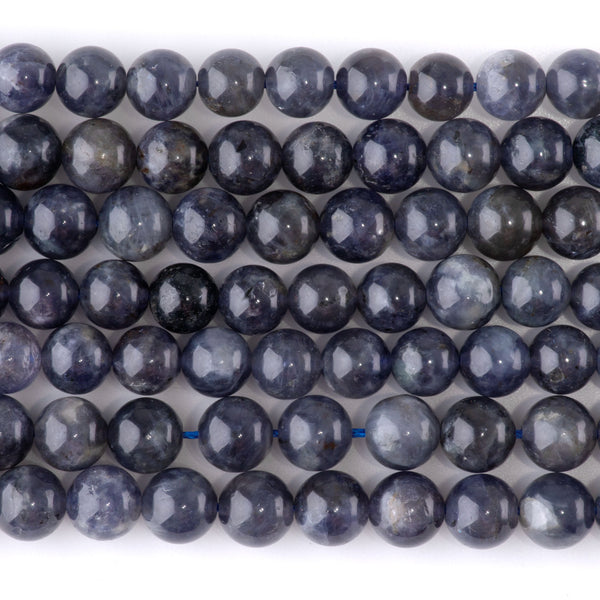 Iolite 8mm Round A Grade - 15-16 Inch