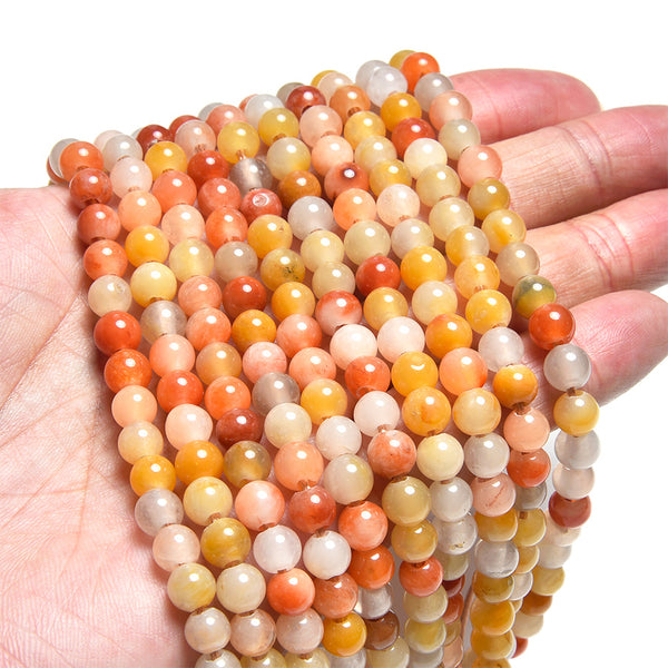 Rainbow Jade 6mm Large Hole Round - 8 Inch