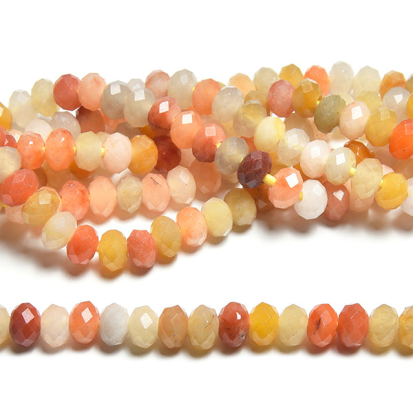 Rainbow Jade 5x8mm Large Hole Faceted Rondelle - 8 Inch