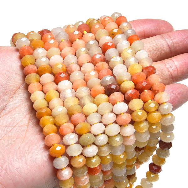 Rainbow Jade 5x8mm Large Hole Faceted Rondelle - 8 Inch