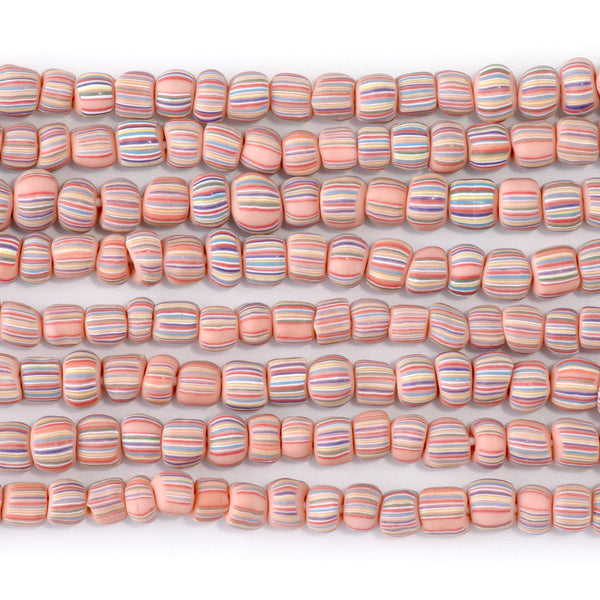 Java Glass 5mm Orange Irregular Barrel Beads - 24 Inch