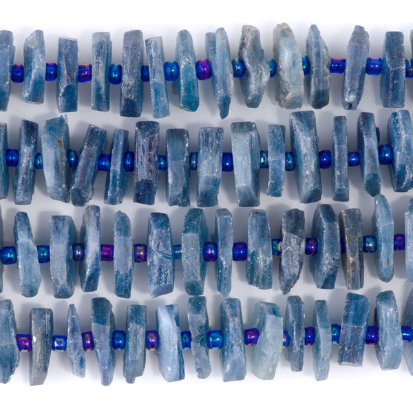 Kyanite 3-5x14-16mm Freeform Hexagon Wheel - 15-16 Inch