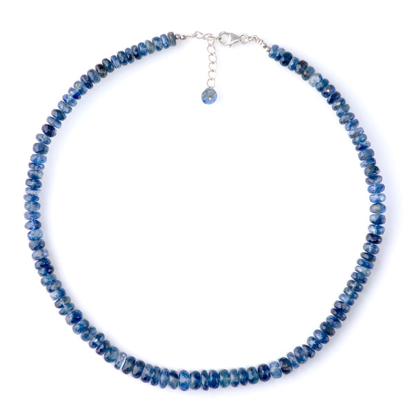 Blue Nepal Kyanite 3x6-5x8mm Grauated Faceted Rondelle Necklace - 15-16 Inch