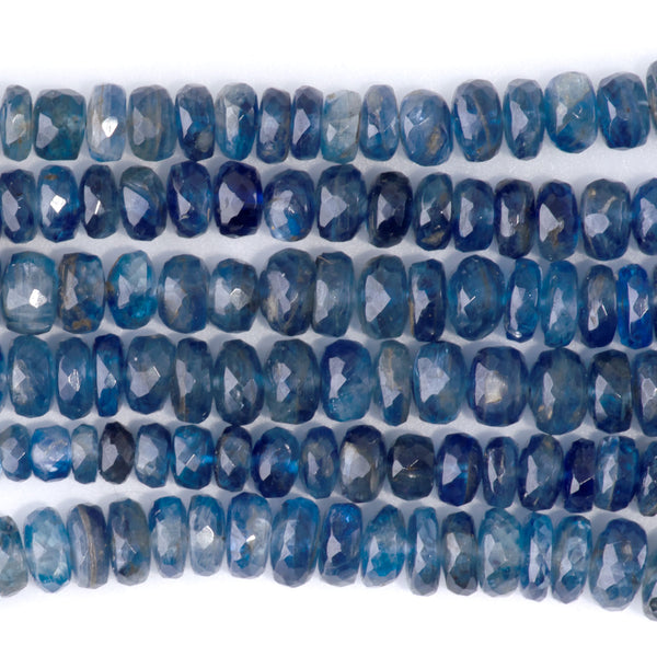 Blue Nepal Kyanite 3x6-5x8mm Grauated Faceted Rondelle Necklace - 15-16 Inch