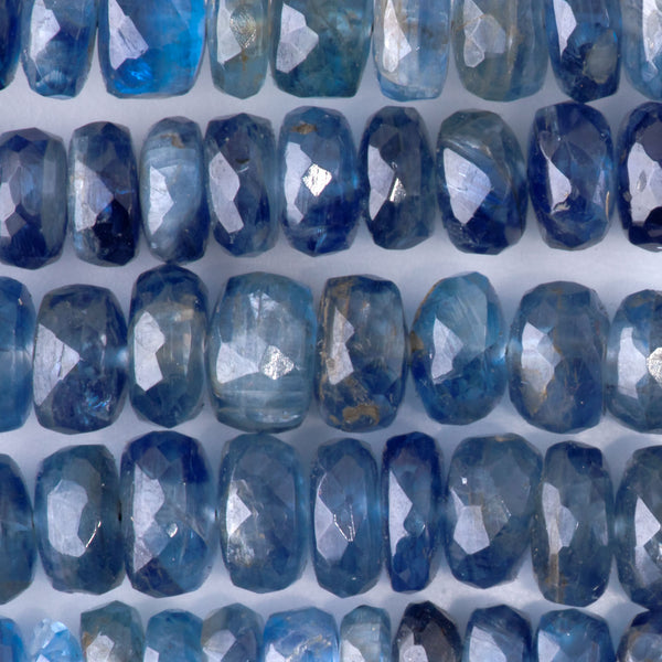 Blue Nepal Kyanite 3x6-5x8mm Grauated Faceted Rondelle Necklace - 15-16 Inch