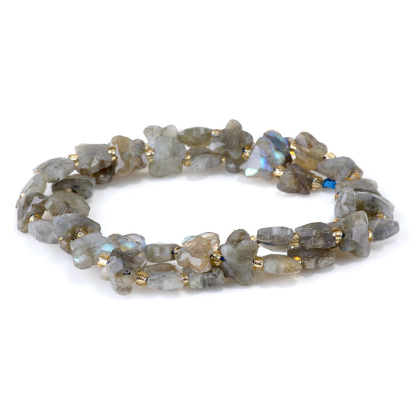 Labradorite 10x8mm Faceted Butterfly A Grade - 15-16 Inch
