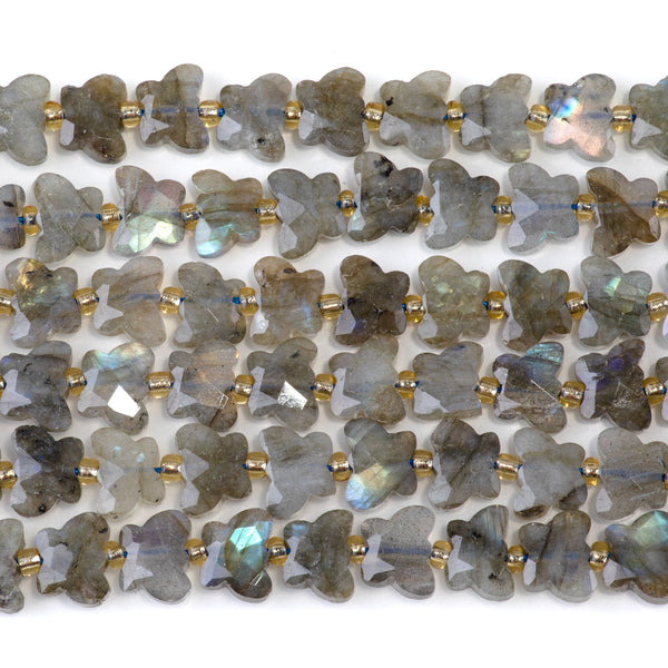 Labradorite 10x8mm Faceted Butterfly A Grade - 15-16 Inch