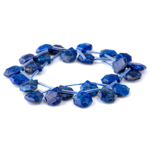 Lapis 13x15mm Faceted Top Drilled Irregular Tear Drop - 15-16 Inch